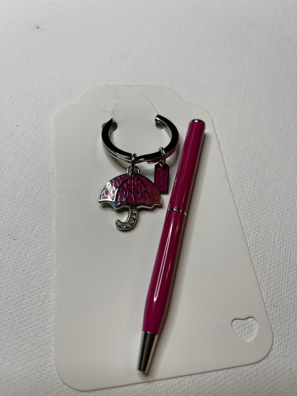 Coach Pink Umbrella Keychain and Coach Pen Set - Picture 6 of 7